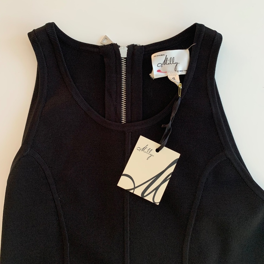 Original Milly of New York sleeveless stretch black mini dress. Size small
